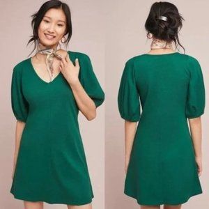 Anthropologie Velvet by Spencer & Graham Cotton Green Mini Dress Size M